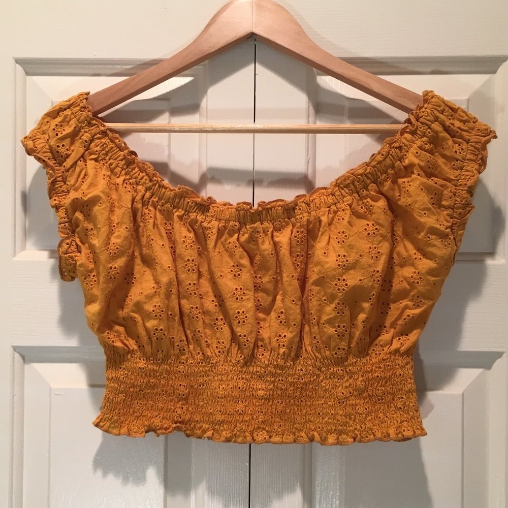 Ten Sixty Sherman Yellow Stretch Crop Top L